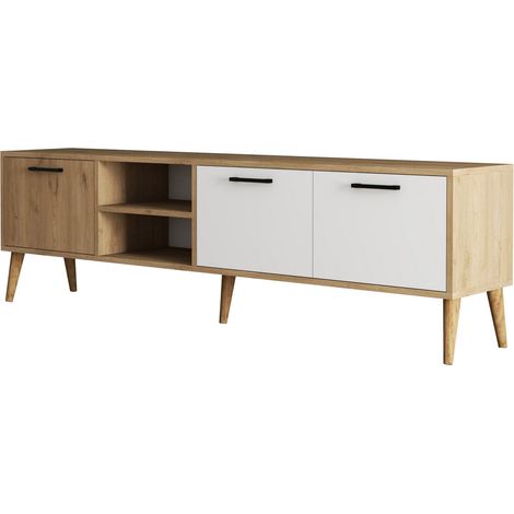 Meuble TV en bois "Exxen" - 180 x 35 x 53 cm - Blanc