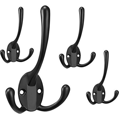 Set mit 6 Vintage-Wandhaken aus Metall – Haken für Kleidung und Hüte, geeignet für Schlafzimmer, Badezimmer und Küche (schwarz) (1/5)