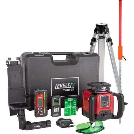 Laser rotatif Levelfix 650HVSG multifonction vert - Set 1 avec Trépied 1,8 m + Mire de mesure - NETIM - 554651