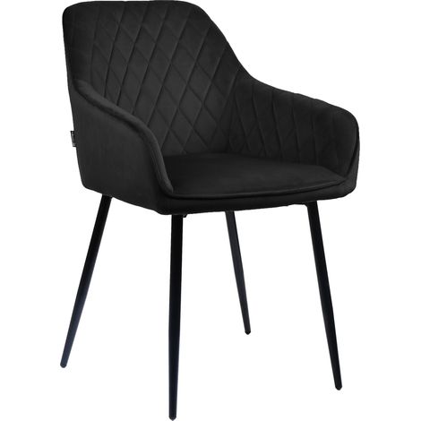 Silla RELLO tapizada en terciopelo, negra