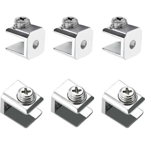 6-teiliges Glasklemmen-Set, verstellbare Glashalterung, Klemmenhalter aus Zinklegierung, Befestigungsklemme für 3-8 mm dickes Glas, mit Schrauben