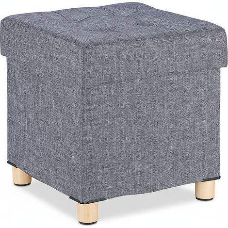 Taburete puff baúl con espacio de almacenamiento gris 130002754 (1/4)