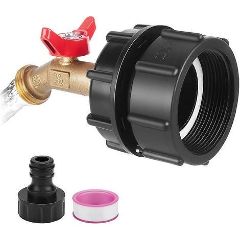 Adaptateur pour cuve IBC, filetage fin de 2,36 pouces pour cuve IBC de 275 à 330 gallons, raccord avec robinet en laiton.