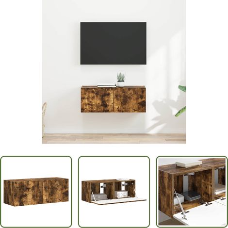 vidaXL Wandregal - TV-Wandschrank 2 pcs Geräucherte Eiche 60 x 31 x 29,5 cm (1/5)