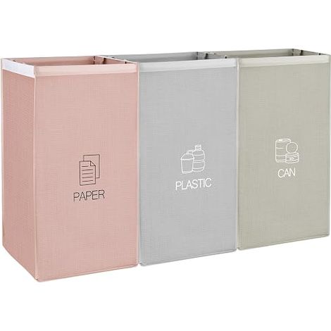 Sorting System for Paper, Glass and Plastic - Recycling System - Reusable Organization Bags