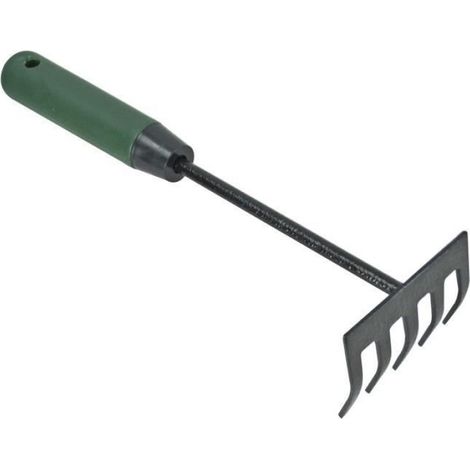 Râteau À Main - 5 Dents En Acier Au Carbone Trempé - Pour Ameublir Sol Et Niveler Terre Gravier - Usage Jardin Et Petits Espaces - 1 Pièce