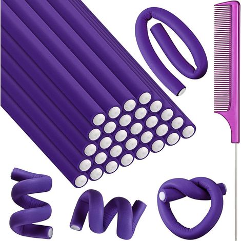 Fers à friser, 31 pièces, fers à friser non chauffants, fers à friser flexibles, fers à friser en mousse torsadée, outils de coiffure DIY, adaptés aux filles pour créer elles-mêmes des boucles et des (1/5)