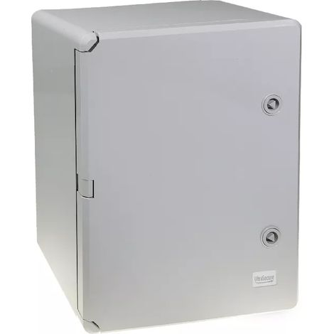 Coffret mural haute-résistance boîtier 400 x 300 x 220 - Porte pleine / Serrure triangle / Plaque montage / IP65 / ABS (1/5)