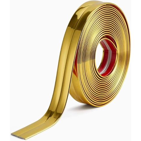 Cornière PVC 1x1cm Revêtements d'angle Autocollant Plinthe Souple Protection d'angle Bordure d’angle de Mur Bande Décorative Plans de Travail Carrelage Coin de Mur Meubles Or 5M (1/5)