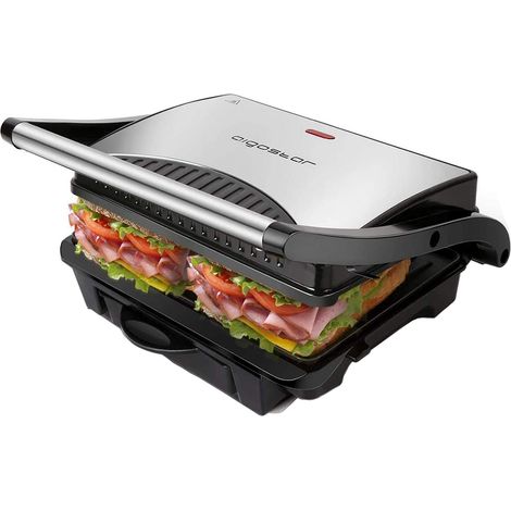 Aigostar Hett Pro - Tostapane Piastra con Piastre Antiaderenti Eco Stone 1500W, Apertura 180°, Vassoio Raccogli, Piastra Per Panini, Bistecchiera Elettrica (1/5)
