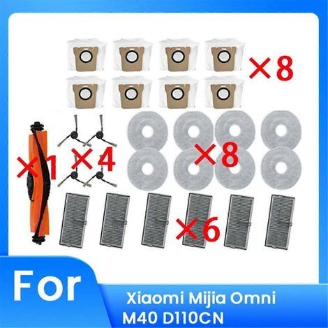 Convient pour Xiaomi Mi Family M40 : Accessoires pour robot de coupe, brosse, filtre et lingette Fi (1/5)