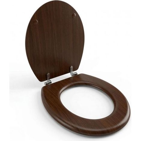 Sedile Copriwater Universale MDF Legno Con Cerniere Inox 440x375 52948A