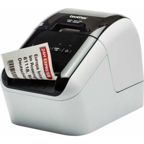BROTHER Etikettendrucker Brother QL-800 60,96mm schwarz: 93 Etik./Min., rot-schwarz: 15 Etik./Min.USB 2.0, USB-Host inkl 2 Etikettenrollen (Einzel-Etiketten 29 x 90 mm, 100St., Endlos-Etikett 62mm x 5 (1/5)