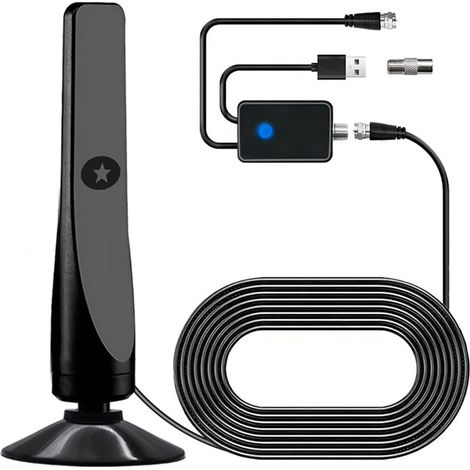 1 antenne TV numérique intérieure, hauteur de réception optimisée, antenne à ventouse, pour signal TNT HD en intérieur