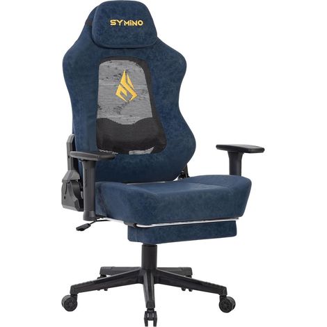 Gaming Stuhl PC Wippfunktion Dunkelblau Vintage-PU-Leder (1/5)