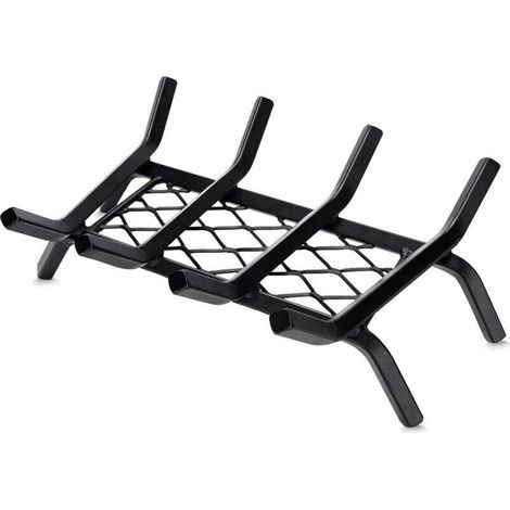 Grille de cheminée robuste de 43,2 cm avec retenue de braise, grille de bûches de 1,27 cm pour cheminée intérieure, accessoires de cheminée, support de poêle à bois, grille de poêle à bois pour