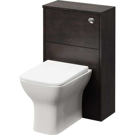 Wholesale Domestic Horizon Metallic Slate 500mm Toilet Unit and Kingston Rimless Back to Wall Toilet Pan with Soft Close Toilet Seat (1/5)