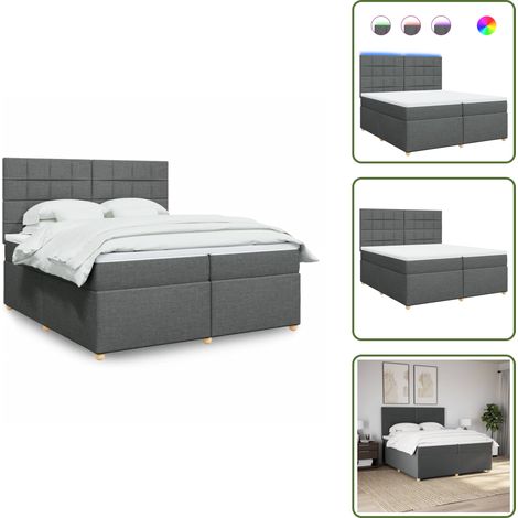 Sommier à lattes de lit avec matelas Gris foncé 200x200cm Tissu - Sommier À Lattes De Lit - Sommiers À Lattes De Lit - Lit - Meuble De Chambre À Coucher (1/5)