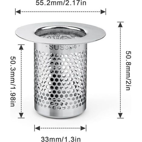 Filtre a Cheveux Douche, 3 Pièces Inoxydable Filtre Lavabo Salle de Bain, 5,5 × 5cm Bouchon Lavabo Filtre pour Balcon (1/3)