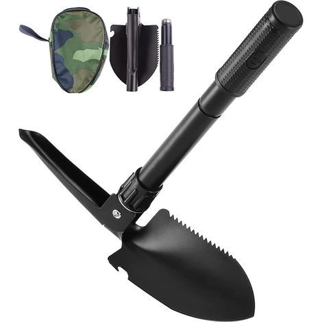 Pelle Pliante Multifonction en Acier Mini Pelle Outil pour Le Jardin et Le Camping La Randonnée Le Sac à Dos La Pêche (Noir) (1/5)