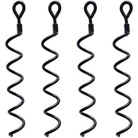 Ahlsen 38,5 cm Spiral-Erdanker-Set für Gartenhäuser und andere Konstruktionen. Ideal als Anbindepfosten für Hunde, zur Sicherung von Tieren, Zelten, Markisen und Gartenhäusern. 4er-Packung. (1/5)