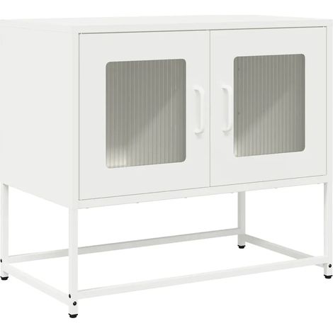 Mobile TV multifunzionale 68 x 39 x 60 cm pratico spazio di archiviazione stile moderno in acciaio laminato a freddo bianco 020049865