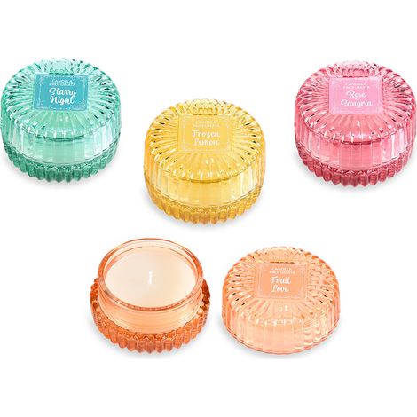 Set 4 Candele Profumate in Barattolo con Coperchio per Casa (1/5)