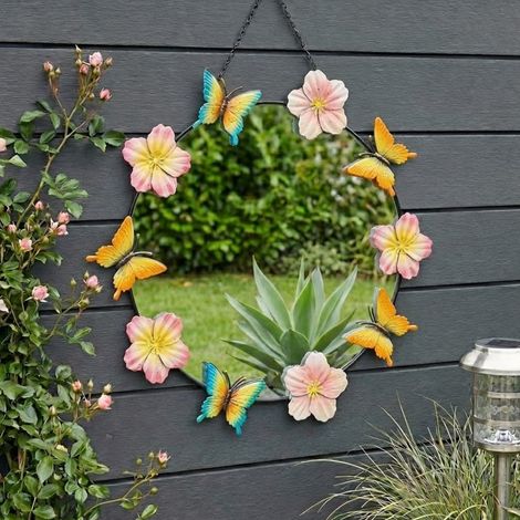 Hanging Floral Butterfly Garden Mirror (1/2)