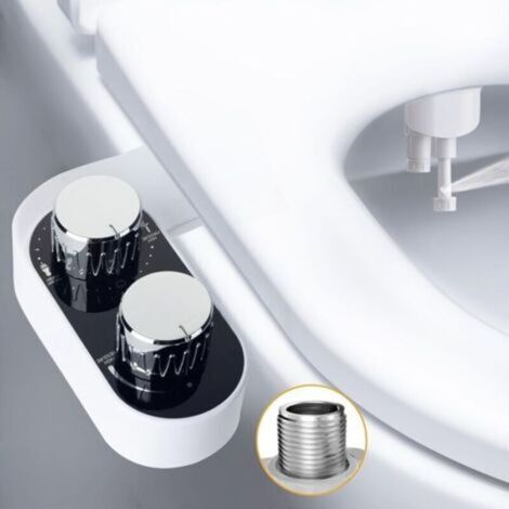 Toilette Japonaise - Bidet WC Non Électrique Ultra Fin avec Double Buse Autonettoyante - Jet d’Eau Froide Réglable Avant/Arrière - Facile à Installer - Abattant WC Japonais (1/4)