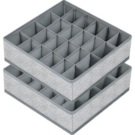 Aufbewahrungsboxen 24 Zellen Socken Unterwäsche Organizer Silber (1/5)
