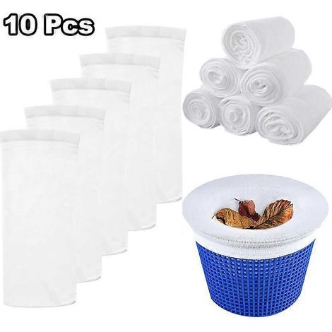 Lot de 50 sacs filtrants pour skimmer de piscine, sacs de nettoyage pour piscine, adaptés aux paniers de skimmer, lot de 10 (1/5)