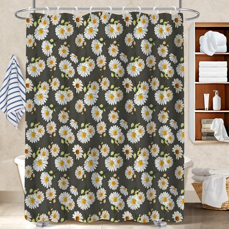 Rideau de bain imprimé polyester 180x180 naturel bâche de douche pour salle de bain d’amis (1/5)