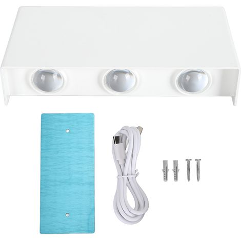 Ortviai Applique Murale Sans Fil Rechargeable USB, 3 Modes Lumière Chaude/Blanche/Neutre, Éclairage Haut-Bas, Blanc (1/5)