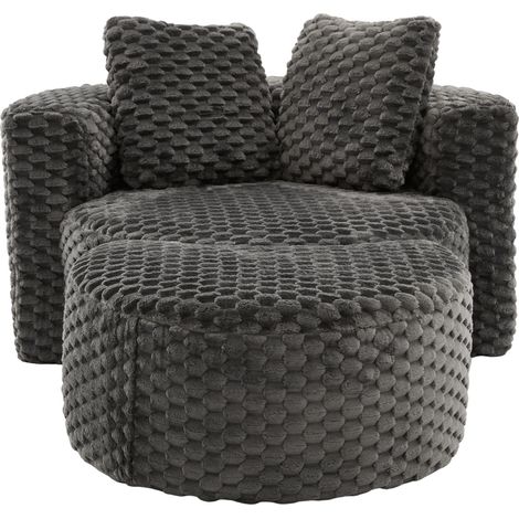 CHICFURN Poltrona con poggiapiedi 130x115x84 cm tessuto grigio scuro senza montaggio per salotto (1/5)