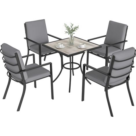 Outsunny 5 Pieces Outdoor Dining Set with Cushions, Garden Dining Set for 4
