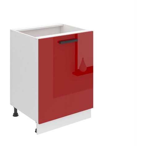 BELINI Meuble Cuisine Bas sans Plan de Travail SD I Meubles de Cuisine - Taille: 51,6 x 60 x 82 cm I Petit Meuble Cuisine - 1 Porte I Couleur : Rouge très Brillant (1/5)