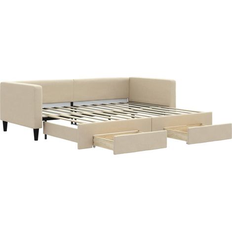 Maison Exclusive - Tagesbett Ausziehbar mit Schubladen Creme 90x2