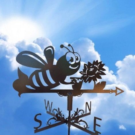 Wetterfahne mit Bienenmotiv, Wetterfahne mit Retro-Bauernhofmotiv, Wetterfahne mit Messwerkzeugen, Dekoration für Terrasse und Garten