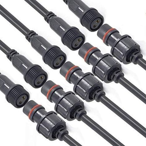 Connecteur Led Étanche Ip65 2 Broches Câble 16awg 20cm Pour Éclairage Bande Lumineuse Lot De 5 Paires (1/3)