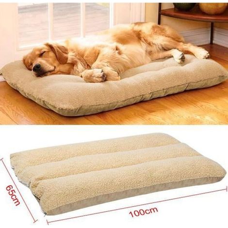 Lit Tapis Coussin Lavable pour Chien 100 x 65 x 15 cm coleur de Beige Couchage pour chien (1/5)