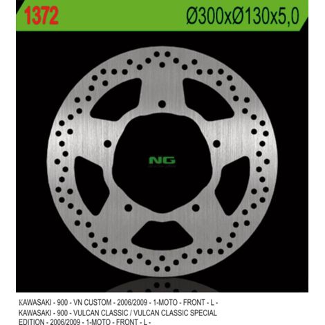 Disco freno anteriore NG per Kawasaki VN 900 Classic/Custom '06-'09 (300x130x5mm) 5 fori 10,5 di diametro.
