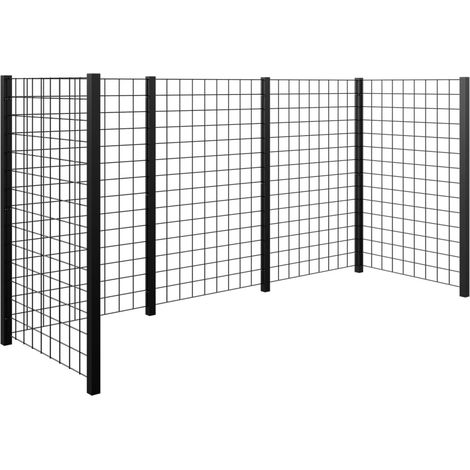 Plus Mülltonnenabtrennung Stahlspalier 288x99x140cm  RAL 9005 Schwarz