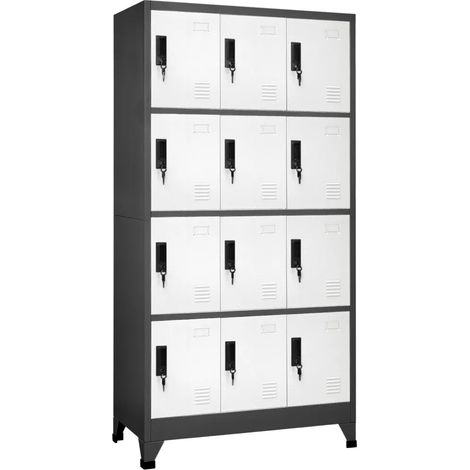 Armario taquilla moderno para oficina de 90 x 45 x 180 cm espacio de almacenamiento seguro en acero antracita 020047027 (1/5)