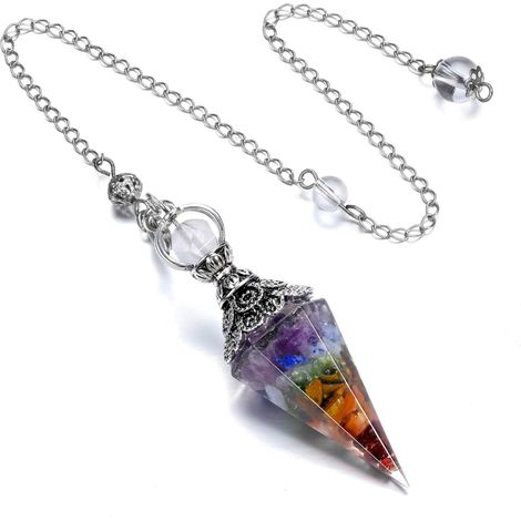 Pendule en cristal hexagonal Chakras, pierre gemme Reiki, outil de divination et voyance, art Wicca, guérison énergétique, pointe hexagonale, pendule de radiesthésie (1/5)