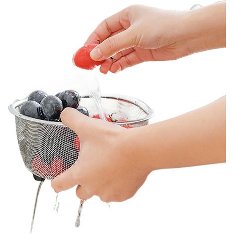Scolapiatti in acciaio inox - cestello per l'acqua - cucina, avanzi, colino per alimenti, colino triangolare per lavello - scolapiatti - scaffale portaoggetti (1/2)