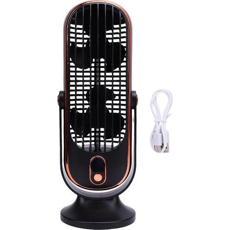 Ventilateur Tour de Bureau à Double Ventilateur, Moteur sans Balais à 5 Vitesses, Rechargeable, Portable, pour la Maison et le Bureau, avec écran LED et Chargement USB de Type C, (BLAC (1/5)