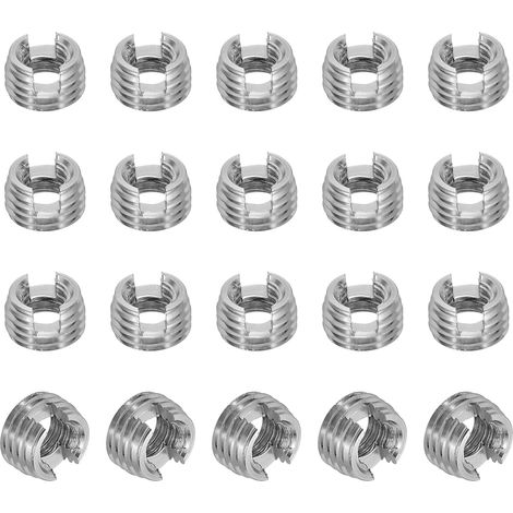 Insert Fileté Auto-Taraudeurs, 20 Pcs M4 x M6.5 x 4mm Acier Inoxydable 303 Filetage Adaptateur Réducteur Vis à Fente Inserts de Réparation Écrous Manchon (1/5)