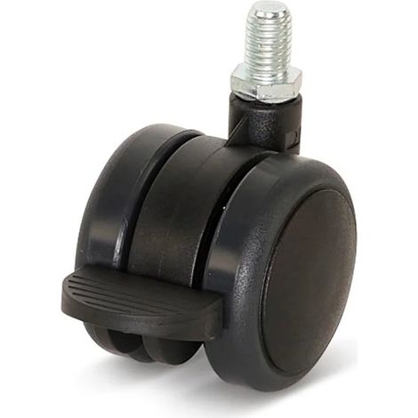 Roulette de meuble freinée - MESO - PU - 50mm - Tige filetée 10x15mm
