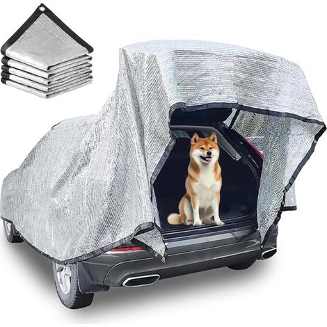 Telo ombreggiante in alluminio per auto, tessuto riflettente solare all'85%, rete ombreggiante in alluminio con occhielli, telo ombreggiante per auto per cani per tetto e giardino (3x2M) (1/5)