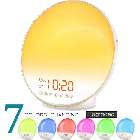 Réveil lumineux enfant avec simulateur d'aube –– 7 sons naturels – Fonction snooze – Alimentation 100-240V (1/5)